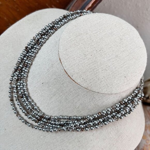 Loft Multi-strand Beaded Grey/Silver Necklace - Picture 6 of 7